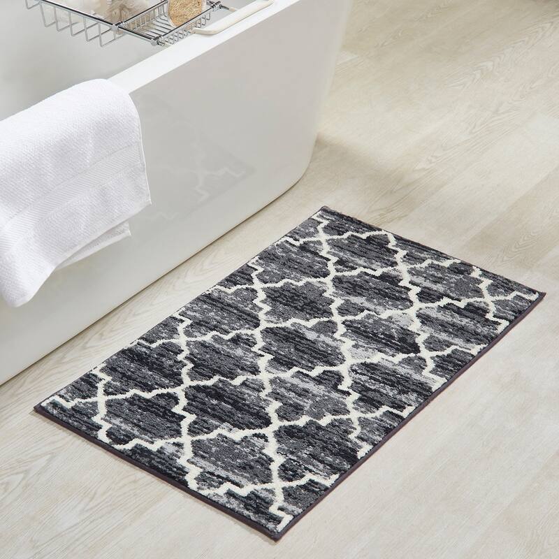 Better Trends Savio Collection 3 Pc Set Bathroom Rug - 100% Micro Polyester with Gel Foam Backing, Machine Washable Bath Mat