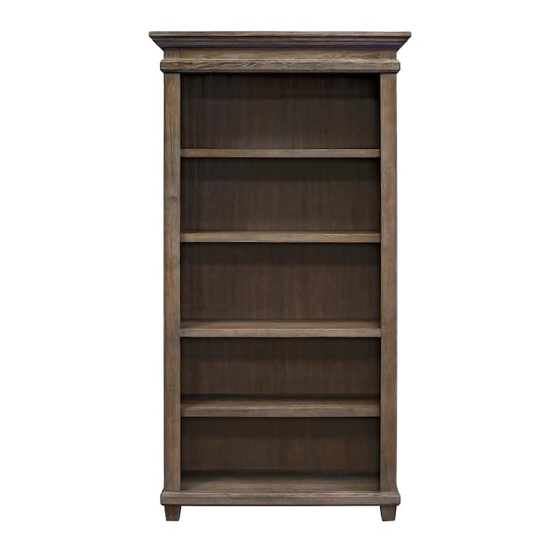 Carson Wood Open Bookcase, Storage Cabinet, Gray - 40"W x 76"H x 15"D - Weathered Gray