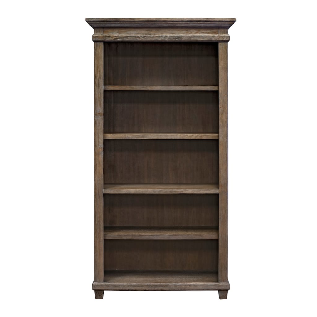 Carson Wood Open Bookcase, Storage Cabinet, Gray - 40"W x 76"H x 15"D