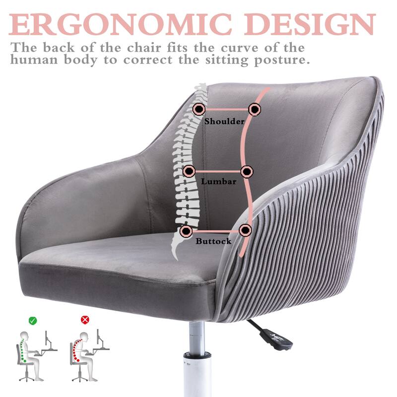 Corvus Braff Velvet Upholstered Adjustable Ergonomic Office Chair