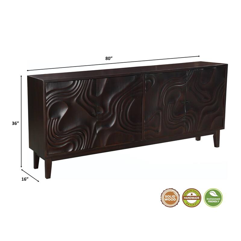 Ava 4-door Carved Solid Wood Sideboard