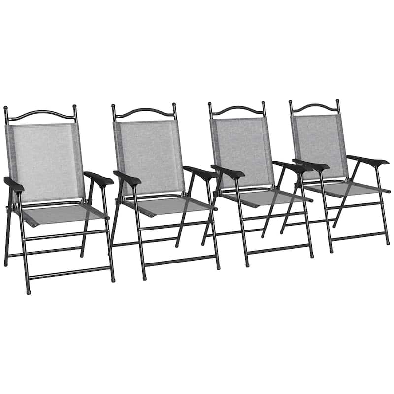 Outsunny Folding Patio Chairs, Set of 4 Sports Chairs for Adults, Camping Chairs