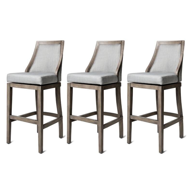Maven Lane Vienna Swivel Kitchen Stool - Set of 3 - Reclaimed Oak - Bar Height
