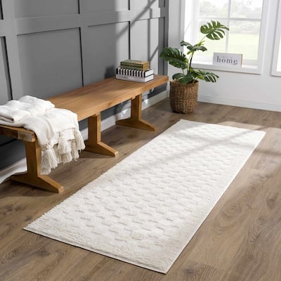 Hauteloom Leryn Hallway, Kitchen Runner Rug - High Pile - Off White - 2'8" x 7'3"