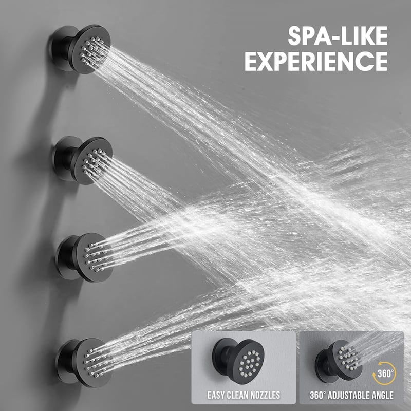 PROOX 9" Rain ShowerHead Body jet System with handheld shower Rough-in Valve