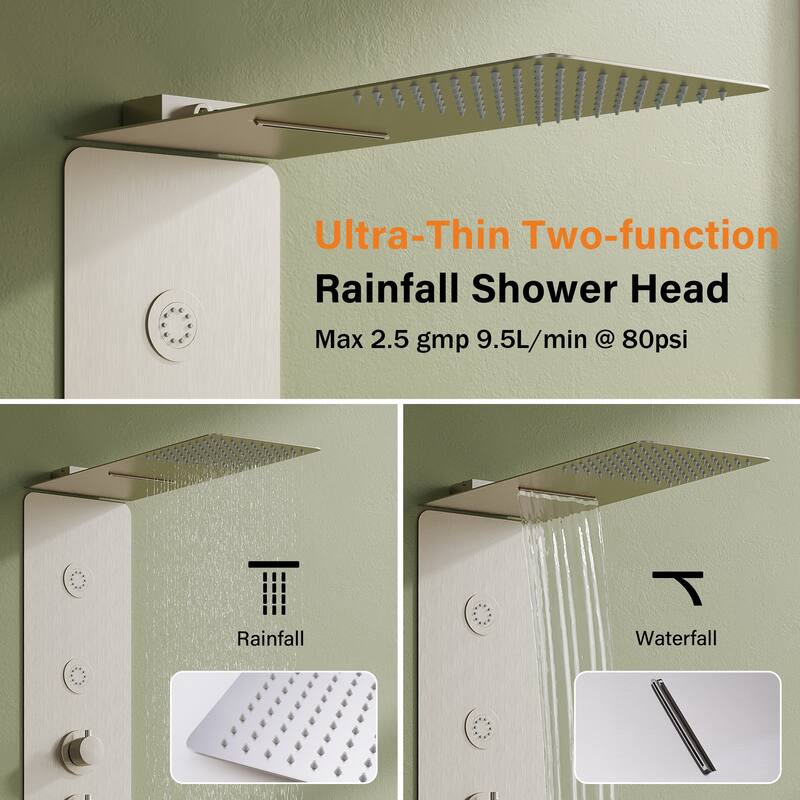 4-Function 39 in. Shower Full Body Shower Panel System with Rainfall Shower head,Body Jets And Hand Shower(Valve Included)