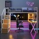 preview thumbnail 3 of 16, Twin Size Metal Loft Bed with Built-in Work Station, Wardrobe, Storage Staircase and LED, Loft Bed Frame, No Box Spring Needed