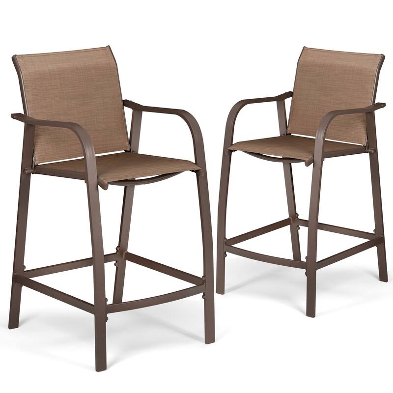 Pellebant Outdoor Patio Aluminum Counter Height Bar Stools - 21.7"widex25.6"deepx43.7"high