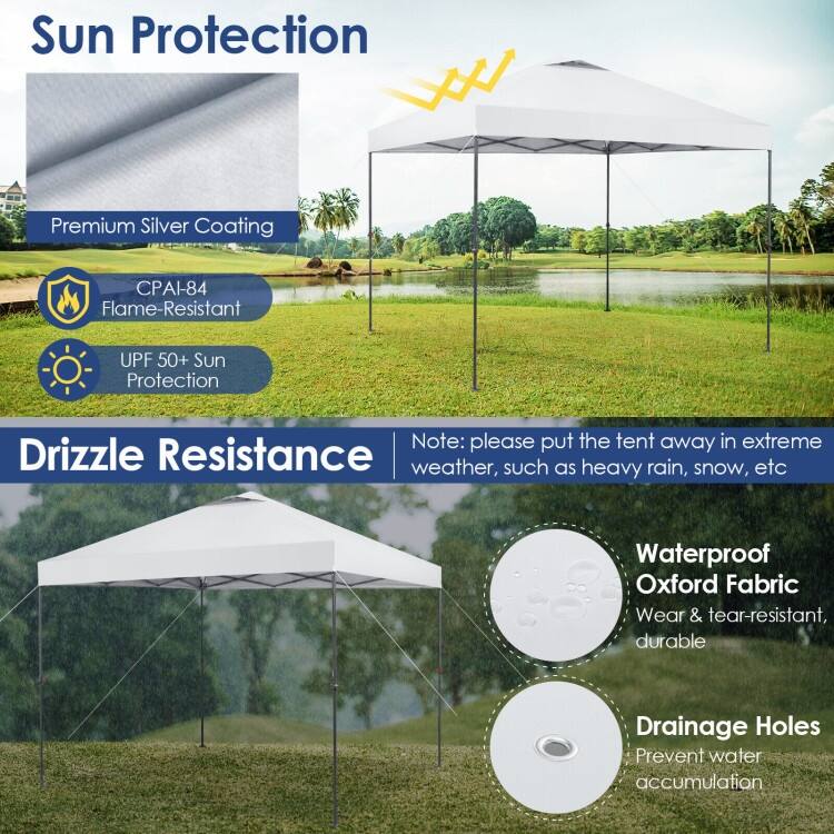 10 x 10 Feet Foldable Outdoor Instant Pop-up Canopy with Carry Bag - 10 x 10 x 6.3-9.4 ft