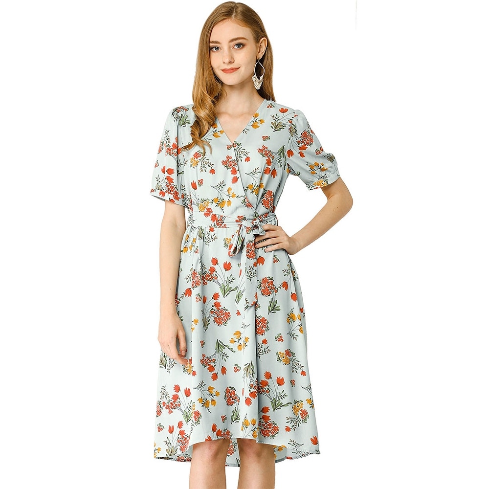 Simple Retro Womens Velvet Dress Maxi Dress Belted V-Neck Long Sleeve Wrap Dress
