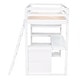 preview thumbnail 7 of 9, Twin Size Wood Loft Bed with Shelves and Desk, White