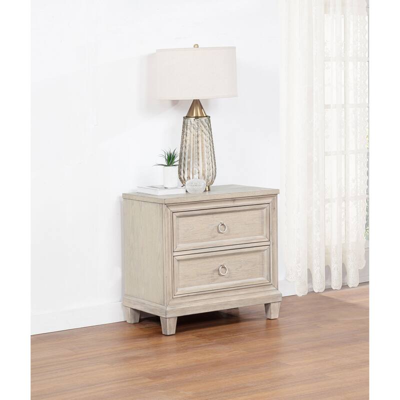Pembroke 2-drawer Nightstand Bedside Table Washed Oak