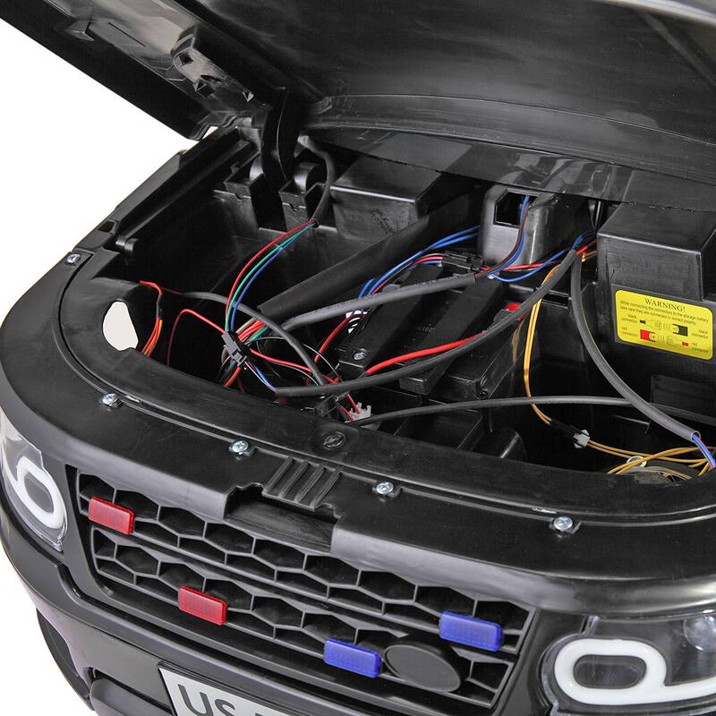 12V Kid Ride on Police Car with Parental Remote Control, Battery Powered Electric Truck with Siren, Flashing Lights,Music, Black