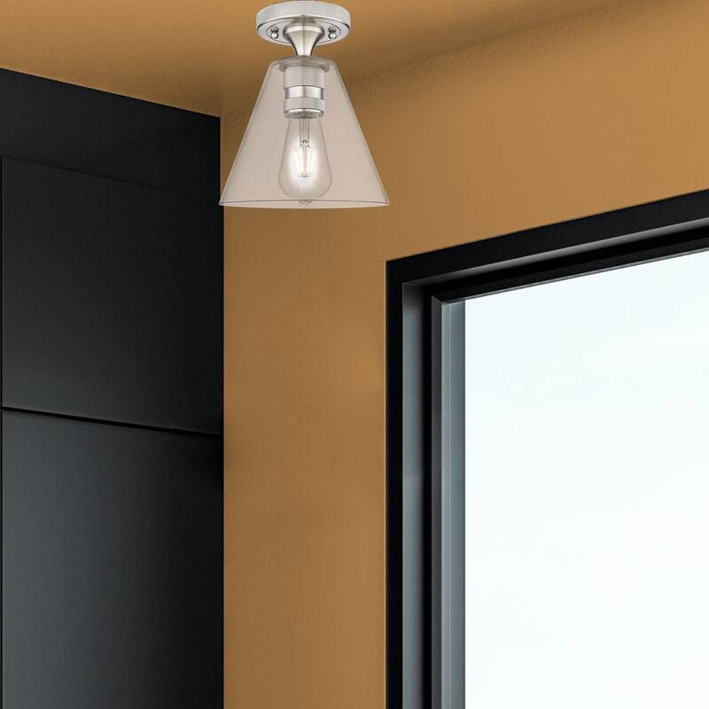Innovations Lighting Downtown Urban - Crown Point - 1 Light 8" Berkshire Flush Mount Light - Clear Shade/Satin Nickel