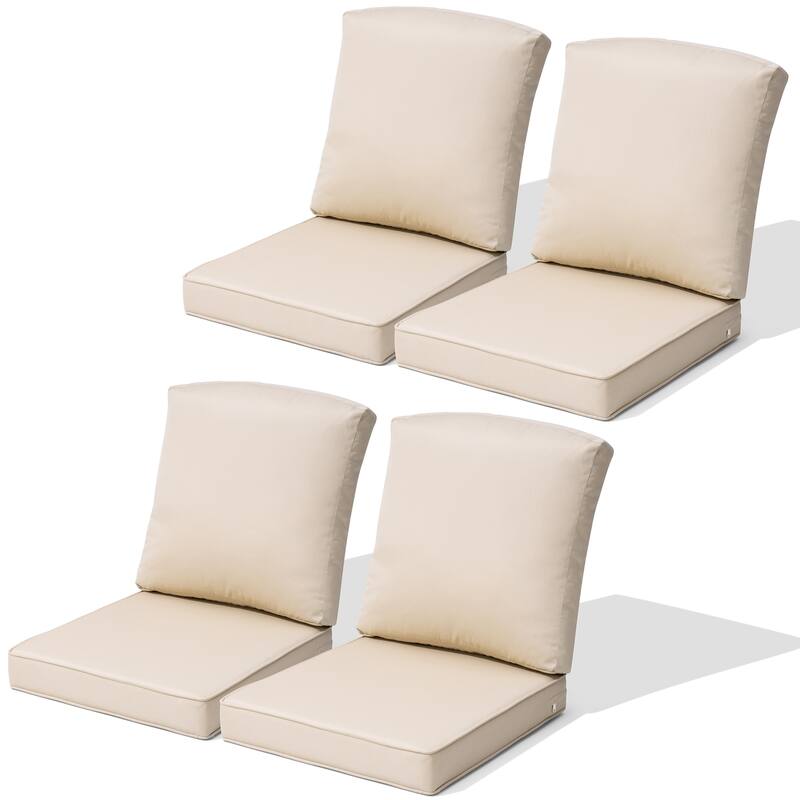 22''D x 21''W x 3.5''T Patio Fabric Outdoor Seat Cushions Set (Seat & Back) - Beige - 4PC