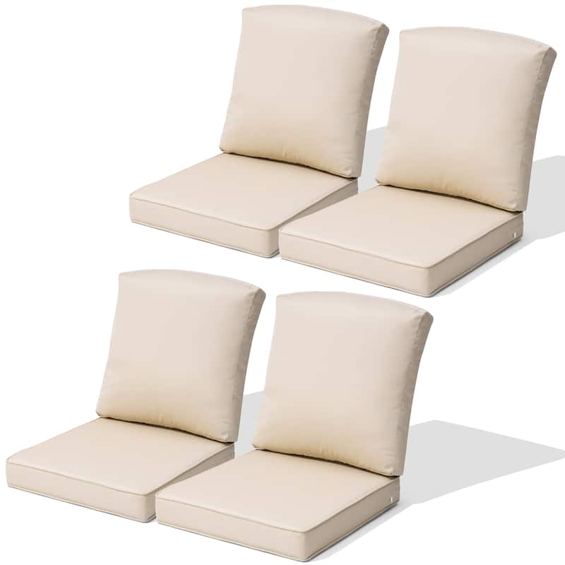 22 x 21 in Patio Premium fabric Outdoor Seat Cushions Set (Seat & Back) - 4PC - Beige