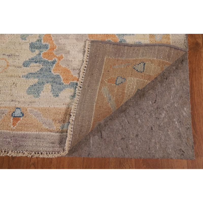 Floral Oushak Turkish Area Rug Handmade Grey Wool Carpet - 9'4"x 12'2"