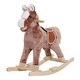 preview thumbnail 10 of 8, Kids Rocking Horse, Plush Toddler Rocker, Wooden Base Ride-On Toy with Handle Grip, Traditional Toy for Kids 36M+, Brown