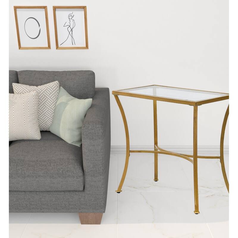 HomeRoots 24" Antique Nickel Metal Round End Table - Metal