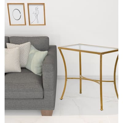 HomeRoots 24" Antique Nickel Metal Round End Table