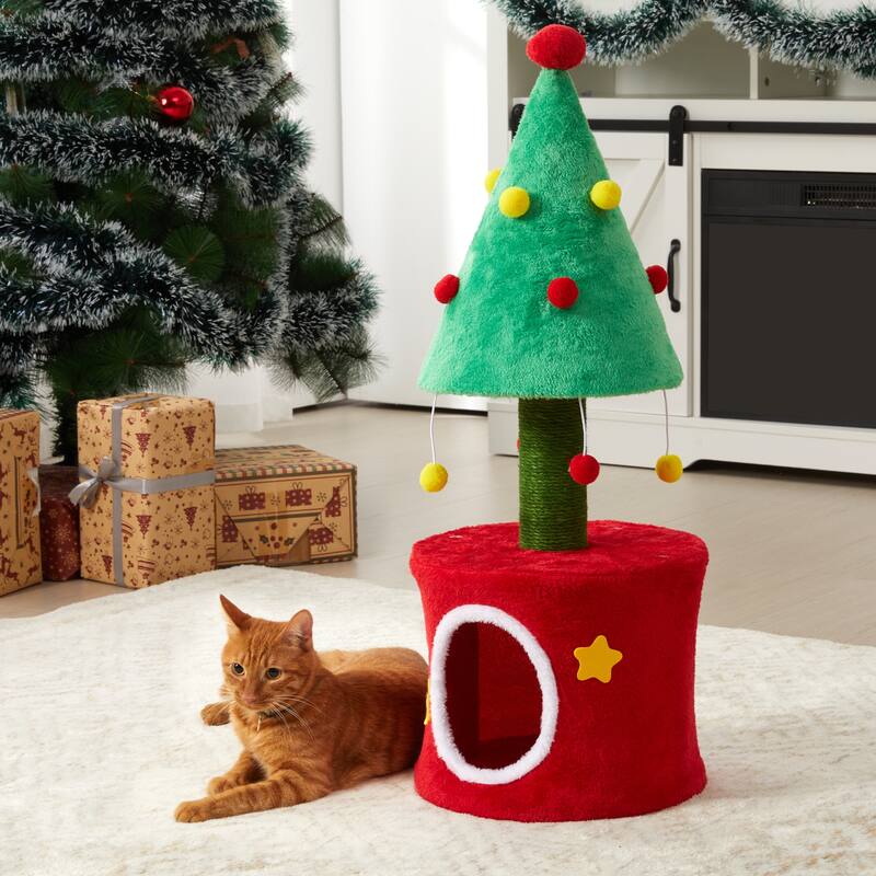 Christmas Cat Tree Tower for Indoor Cats - Green