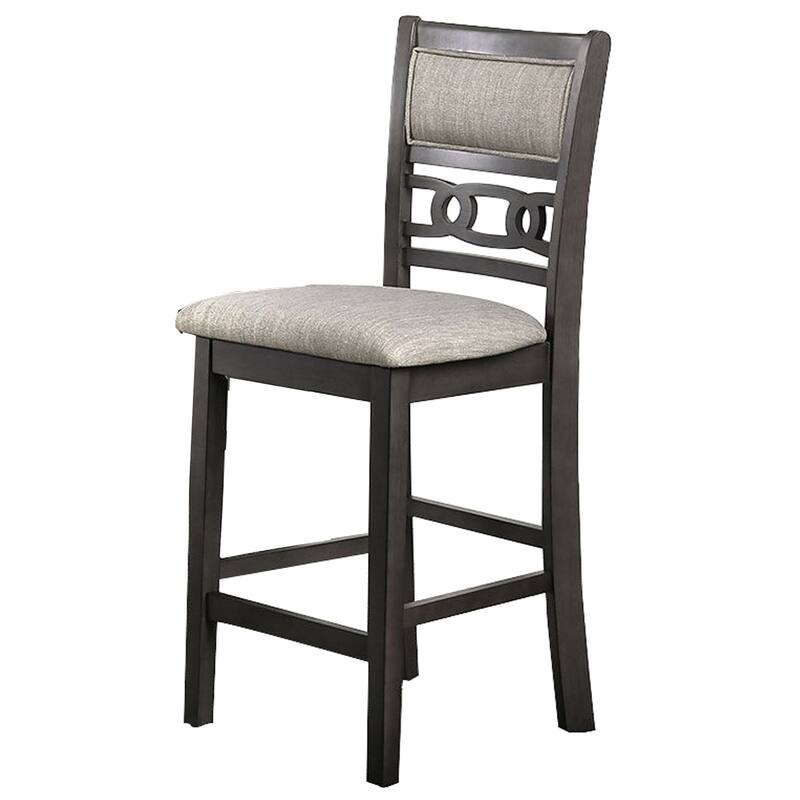 5 Piece Counter Height Table with Open Geometric Back Chairs, Gray