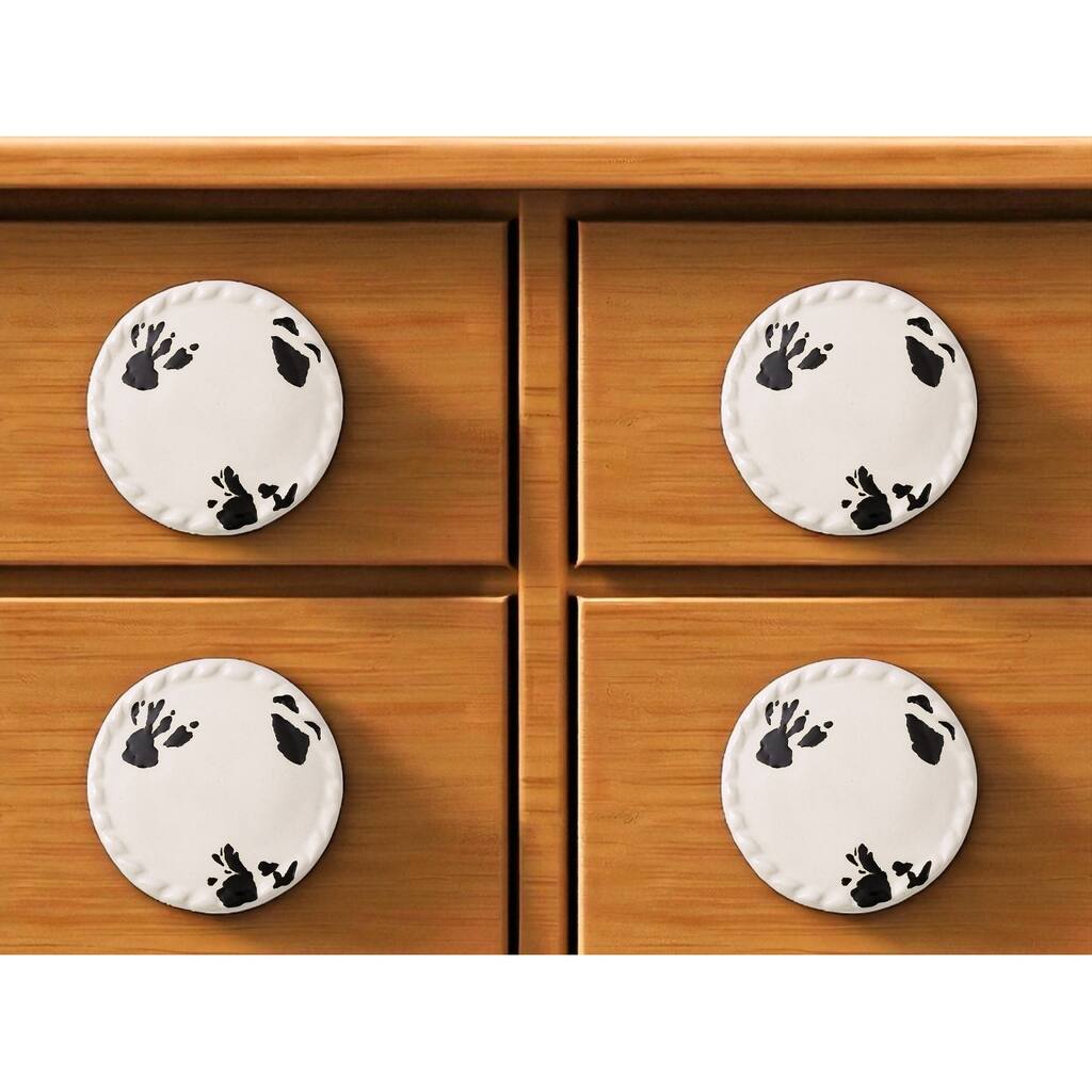 HomeRoots Set of Six Distressed White Ceramic Drawer Pull Knobs - 1.50 in. x 1.00 in. x 1.50 in.