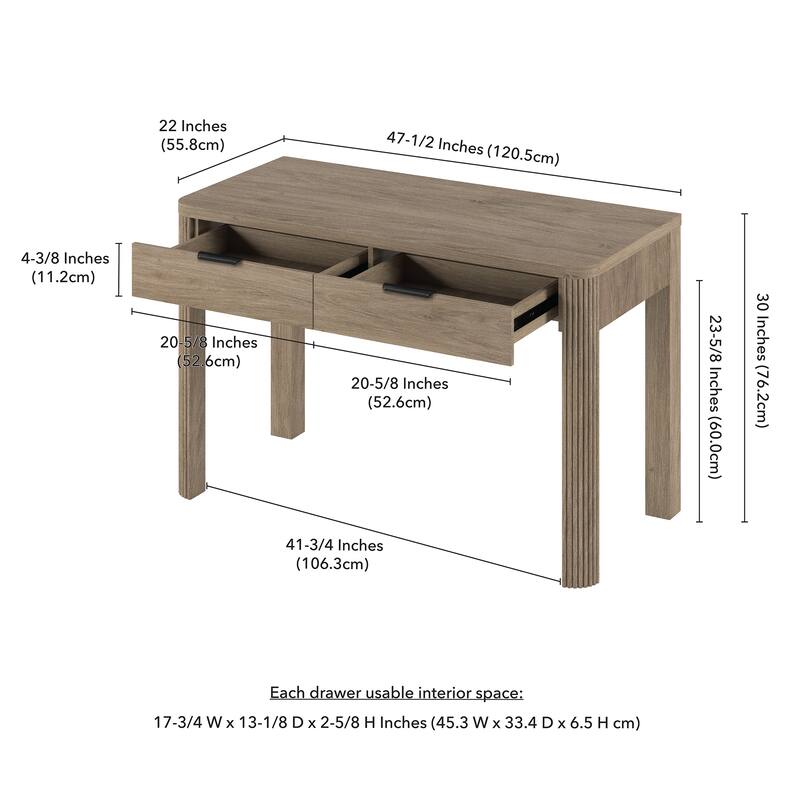 Lonsdale 48" Wide Rectangular Fluted Desk