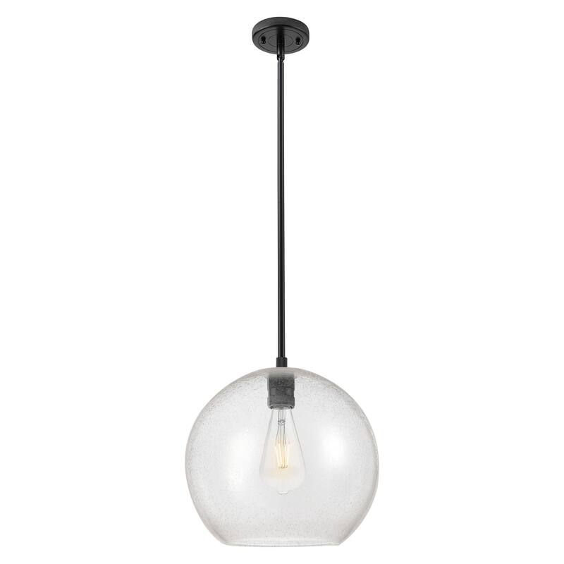 Innovations Lighting Downtown Urban - Crown Point - 1 Light 12" Athens Stem Hung Pendant - Seedy Shade/Matte Black