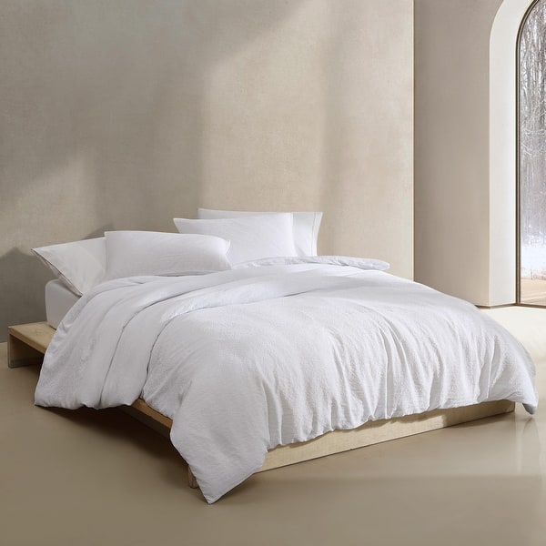 Calvin Klein Seersucker 3 Piece Comforter Set - White - King