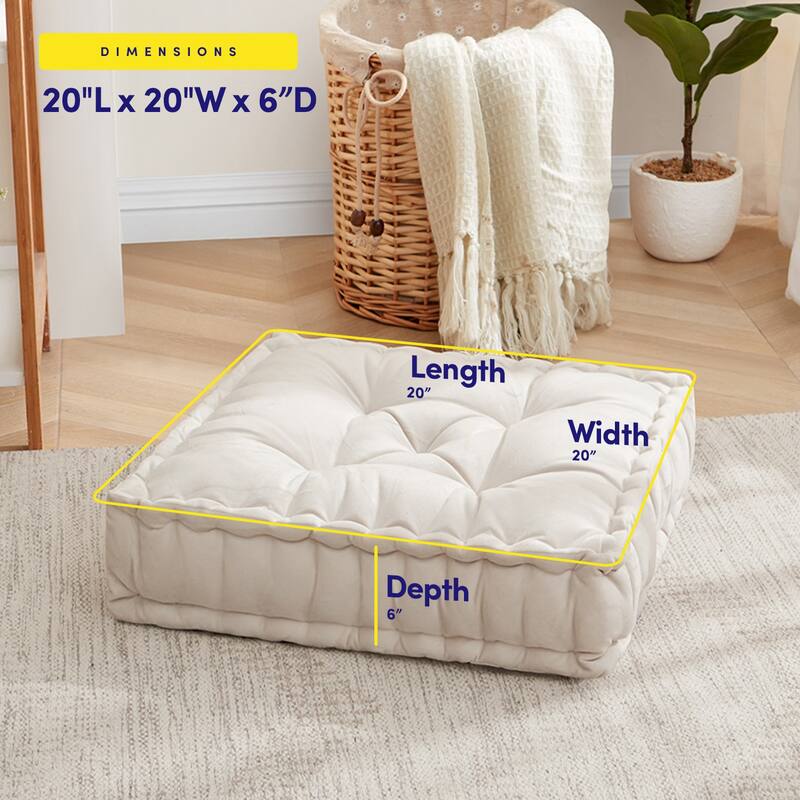 Polyester Tufted Square 20" x 20" Meditation Yoga Floor Pillow