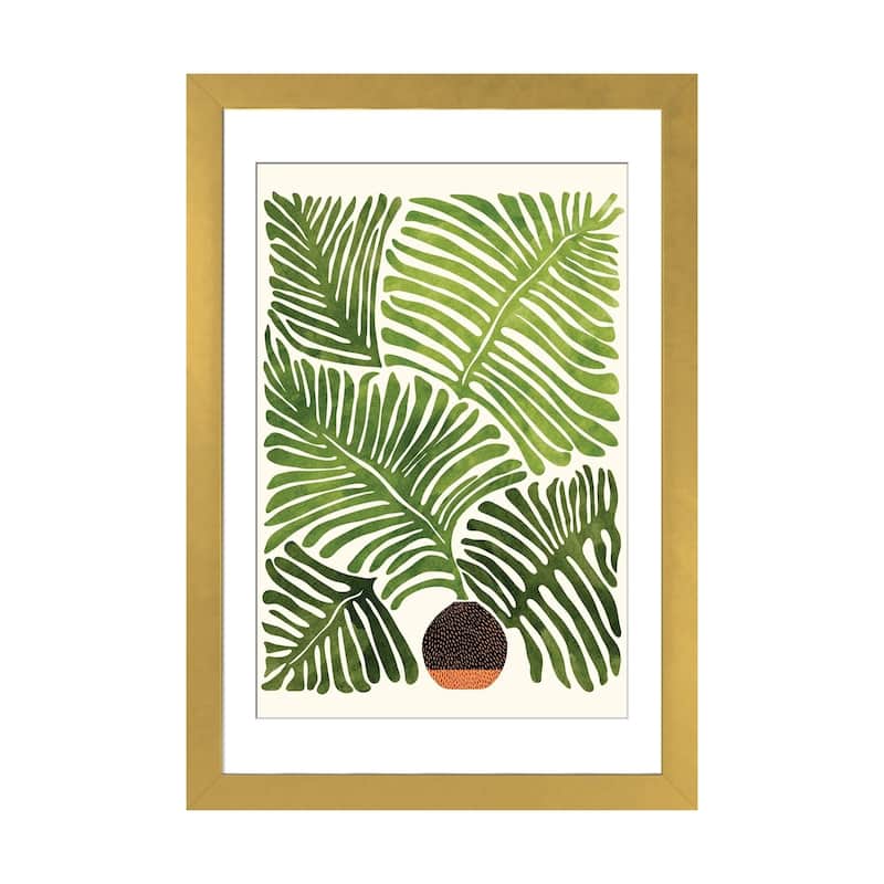iCanvas "Summer Fern" by Modern Tropical - Gold - 24x16x1
