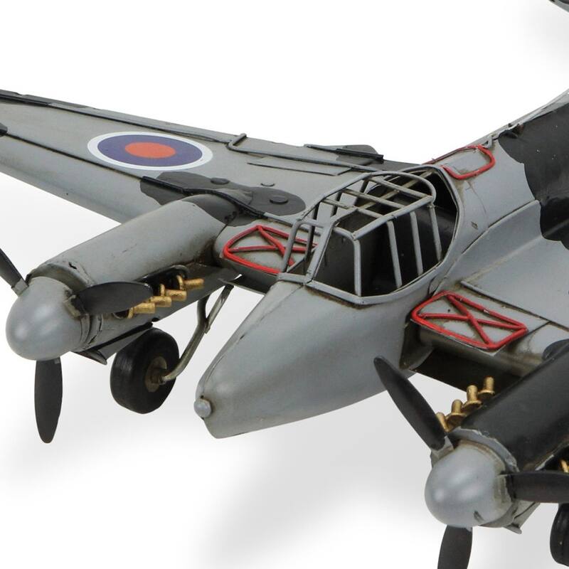 HomeRoots 4" Black and Gray Metal Hand Painted Model Airplane - 17' X '4' X '13