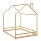 preview thumbnail 38 of 38, Semi-Enclosed House Bed for Kids, Full Size Floor Bed with Roof, Playhouse Design, Solid Pine Wood Frame, No Slats