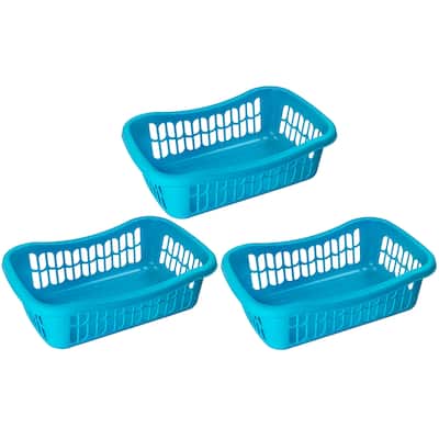 Large Plastic Storage Basket for Kitchen Pantry, Kids Room, Office
