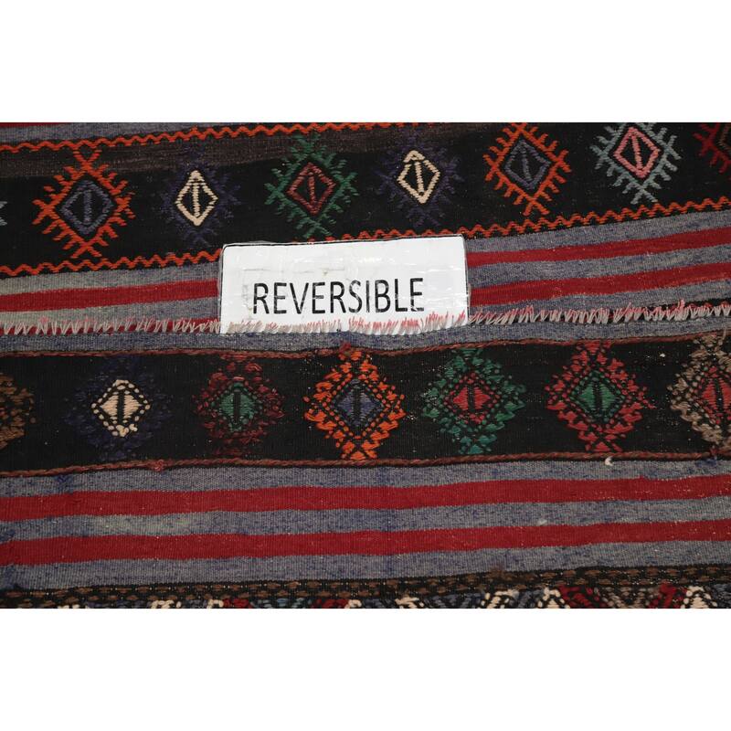 Hand Woven Oriental 100% Wool Carpet Southwestern Tribal Multi-Colored Kilim Area Rug - 9' 8'' X 5' 4''