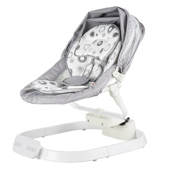 slide 2 of 10, Light Grey Baby Swing Chair Metal Frame with 3 Gentle Swing Speeds and 3 Adjustable Seat Angles