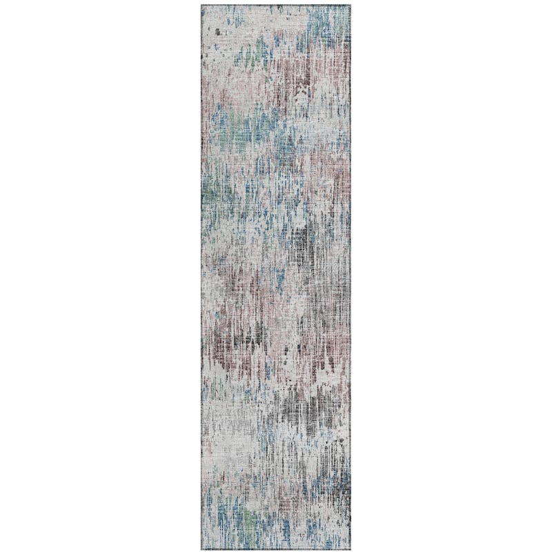 Indoor/ Outdoor Accord Modern Brushstrokes Polyester Washable Rug New