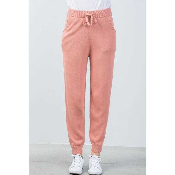 Shop Ladies Fashion Elasticized Rib Knit Black Lounge Joggers