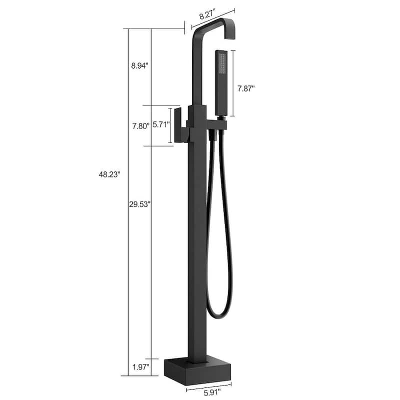 Eridanus Freestanding Bathtub Tap Floor Mounted Shower System Waterfall Spout Filler