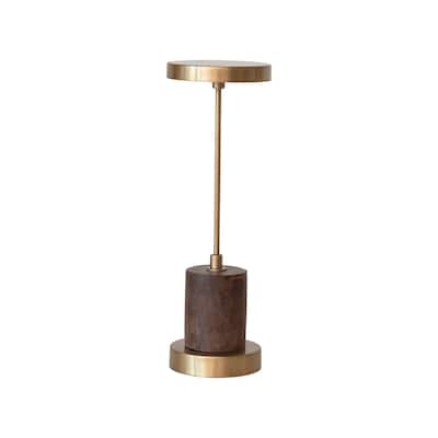 Metal and Mango Wood LED Table Lamp with Touch Sensor - 4.0"L x 4.0"W x 11.5"H