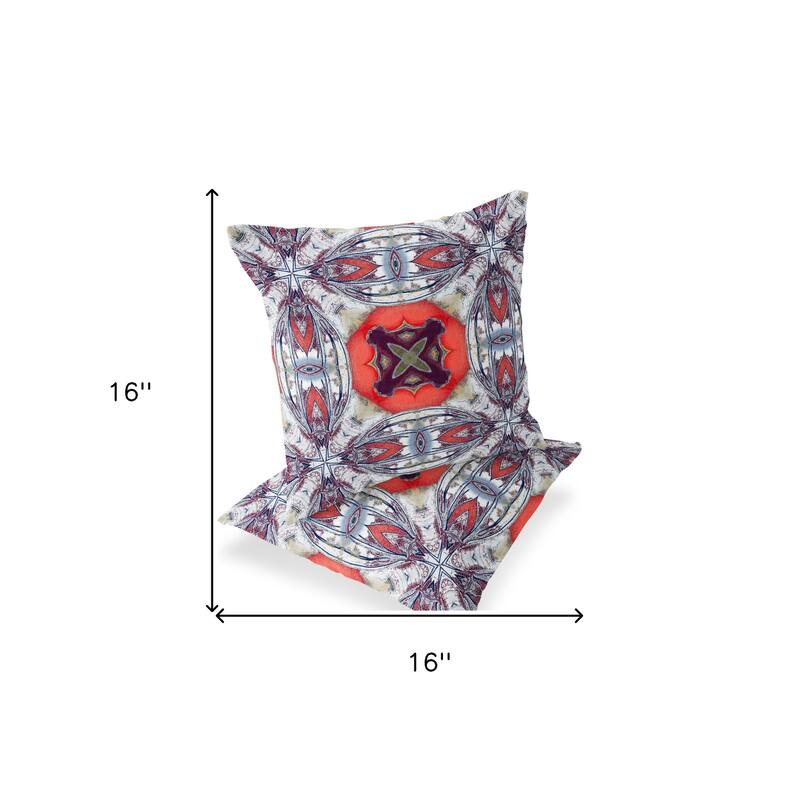 HomeRoots Set of Two 16" X 16" Blue and Gray Blown Seam Floral Indoor Outdoor Throw Pillow - 16.00' X '16.00' X '5.00