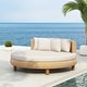 preview thumbnail 1 of 12, Scott Living Jennie Outdoor Round Wicker Daybed with Water-Resistant Beige Cushions Natural+Beige