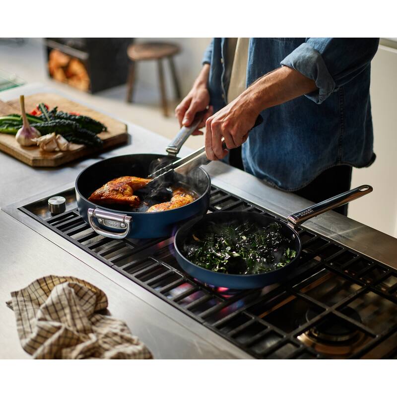 Joseph Joseph Space Ceramic Non-Stick 3.8 Qt. Sauté Pan with Folding Handle and Lid