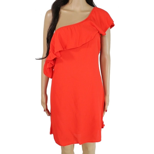 orange ruffle dress