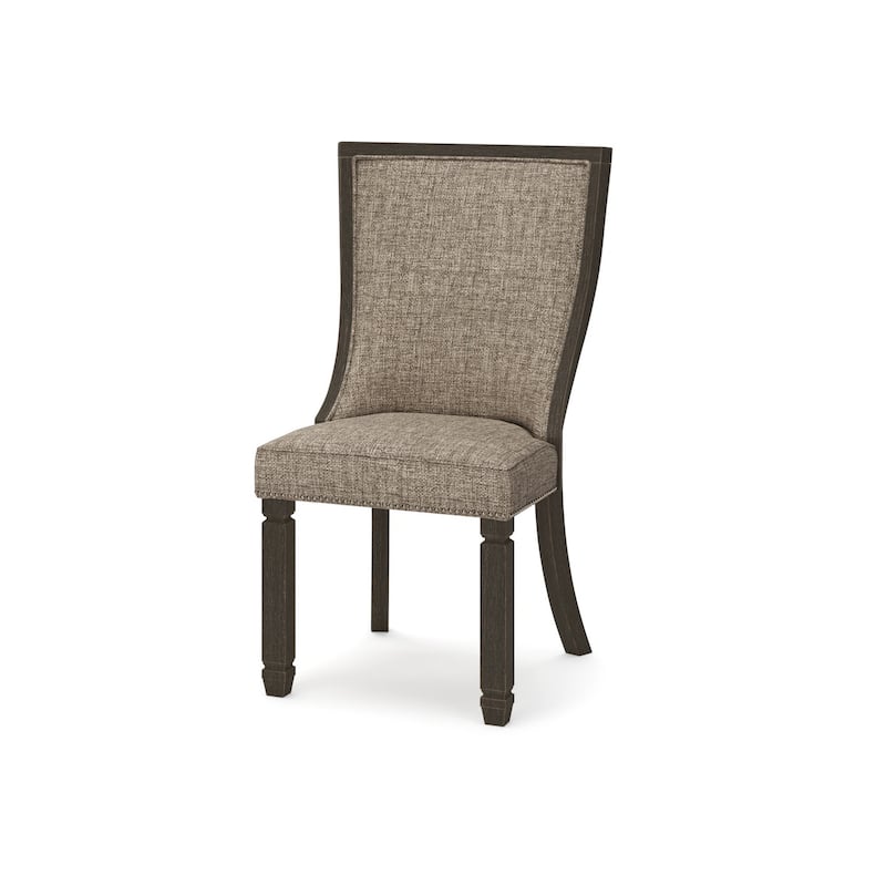 Trekk Dining Side Chair Set of 2, Black, Gray Brown Woven Polyester