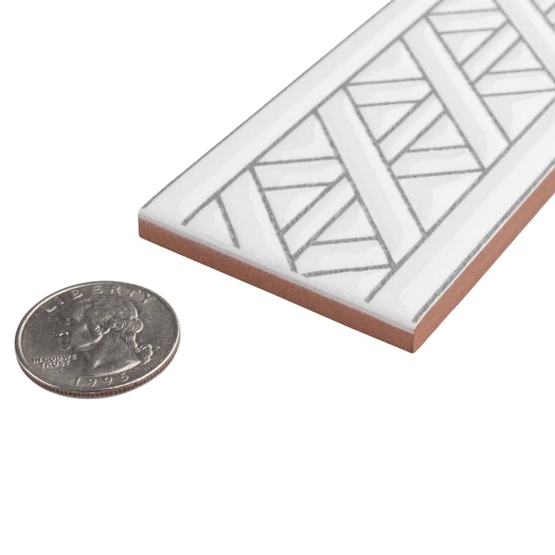 Merola Tile Sevillano Listello Camino White 2" x 7-7/8" Ceramic Wall Trim - (1 Tile)