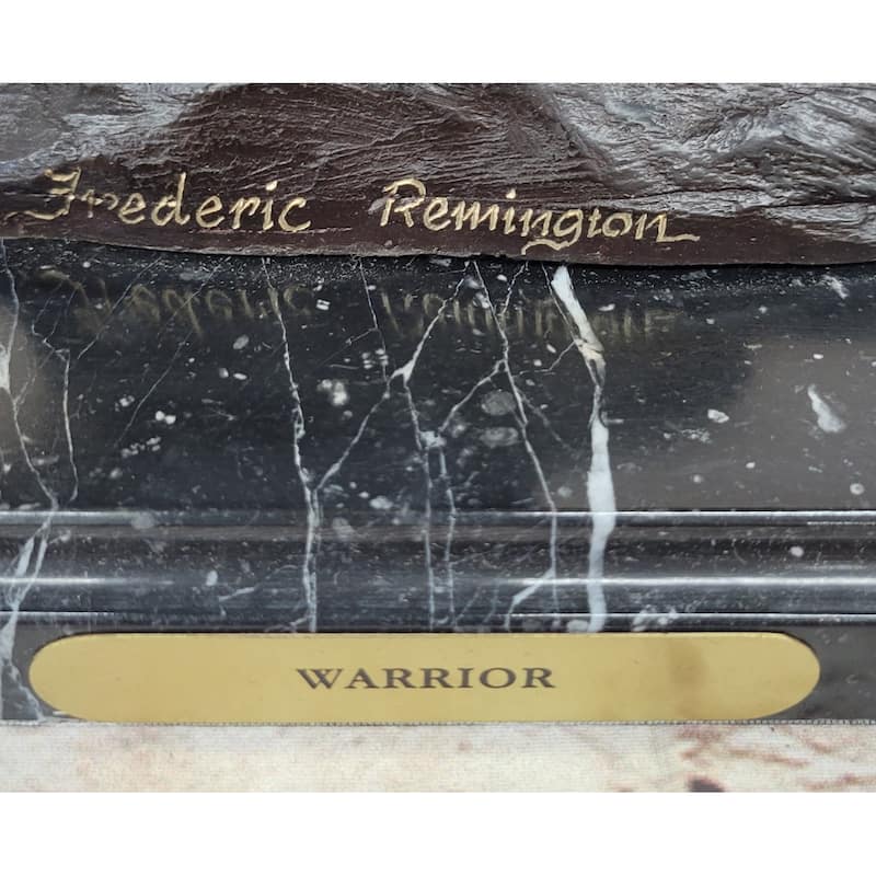 Frederic Remington Warrior Bronze Sculpture Statue Native American Headdress 20 Inches X 25 Inches