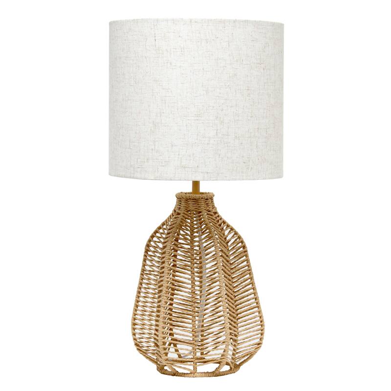 21 in. Coastal Paper Rope Rattan Table Lamp - Natural