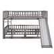 preview thumbnail 10 of 15, Full Over Full Low Bunk Bed with Fence and Ladder for Toddler Kids Teens